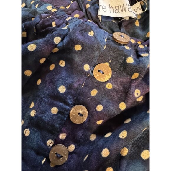 Tiare Hawaii Dress S M L O/S Green Blue Tan Smocked Ruffle Flowy Washable NEW - Picture 9 of 13